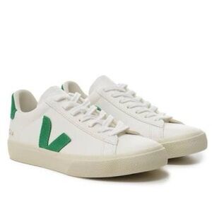 Veja White Sneakers with Green Details